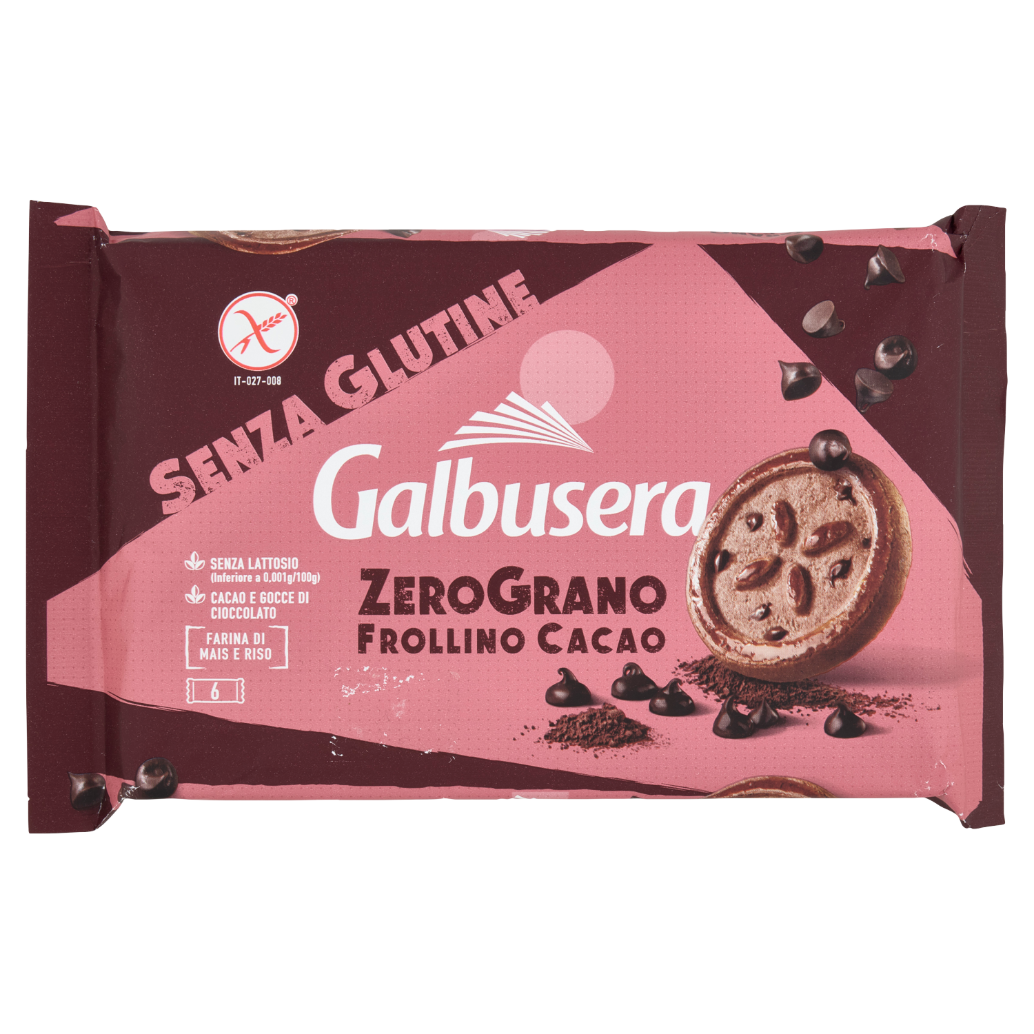 GALBUSERA ZEROGRANO BISCOTTI GOCCE CIOCCOLATO gluten-free 220g (14 in a box)