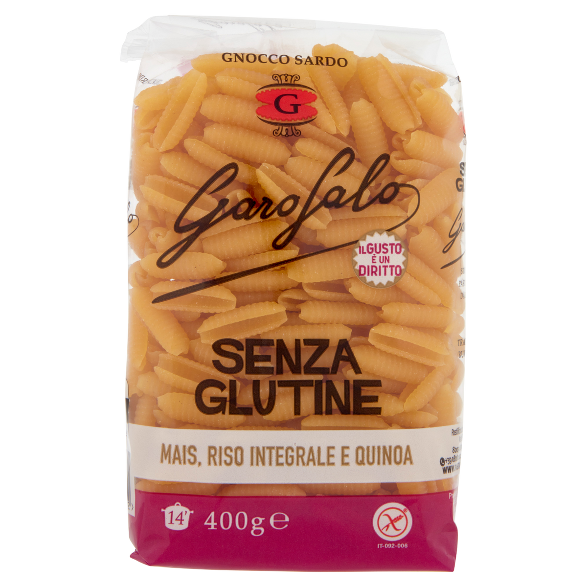 GAROFALO PASTA SENZA GLUTINE GNOCCO SARDO 500g (12 in a box)