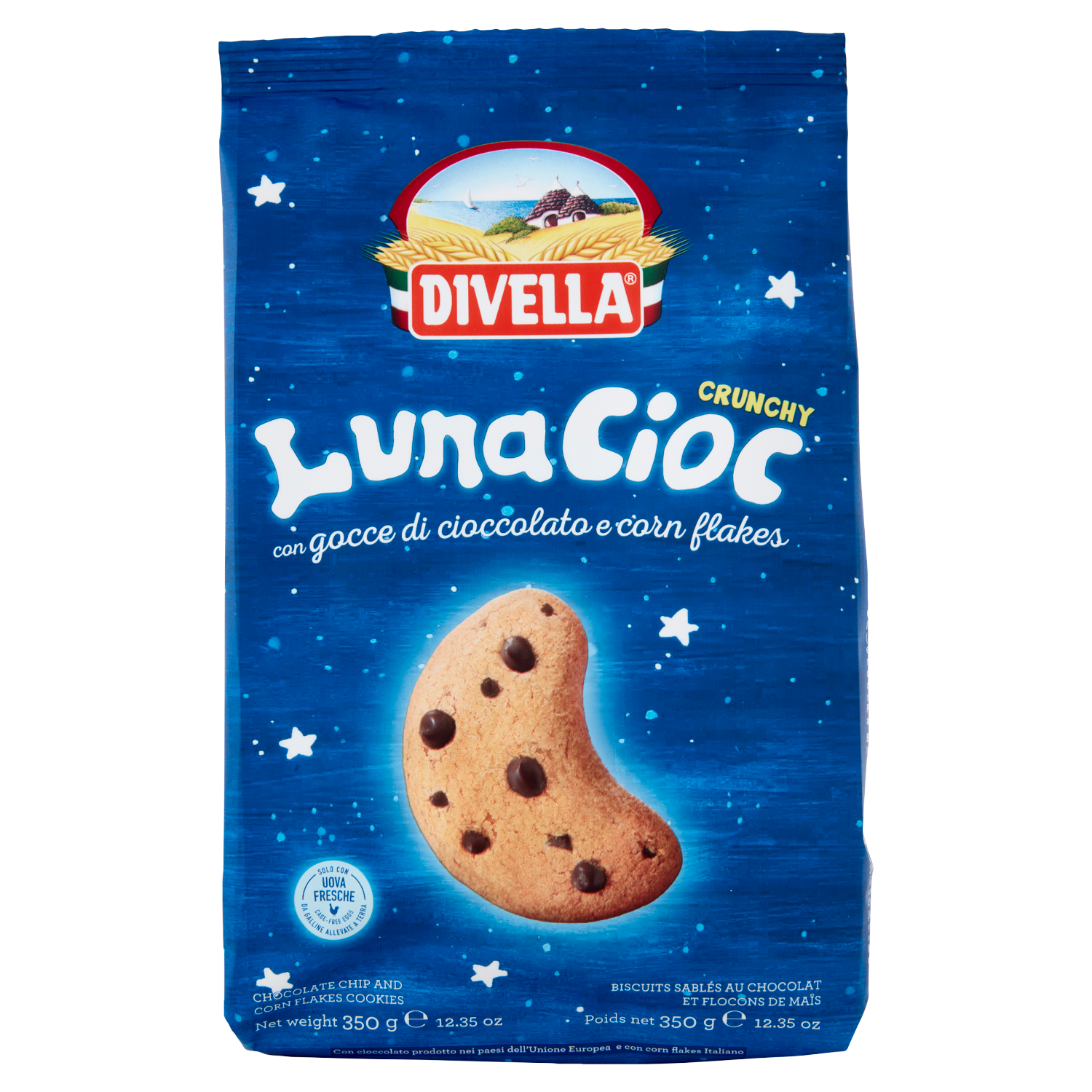 DIVELLA LUNACIOC BISCOTTI CON GOCCE DI CIOCCOLATO 350g (12 in a box)