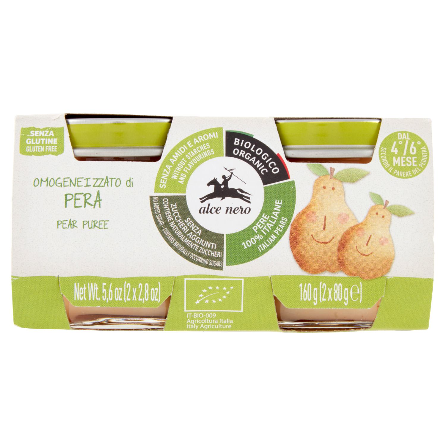 ALCENERO OMOGENEIZZATO ALLA PERA ORGANIC 80gX2 (6 in a box)