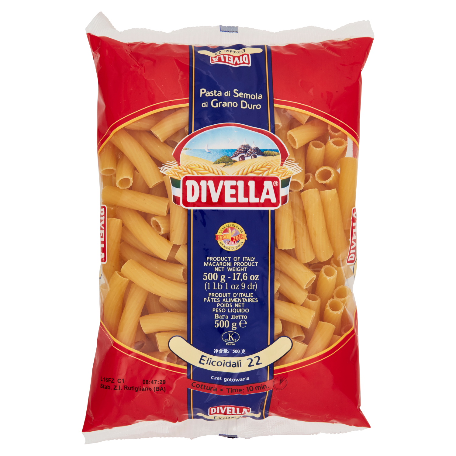 DIVELLA PASTA DI SEMOLA ELICOIDALI N.22 500g (24 in a box)