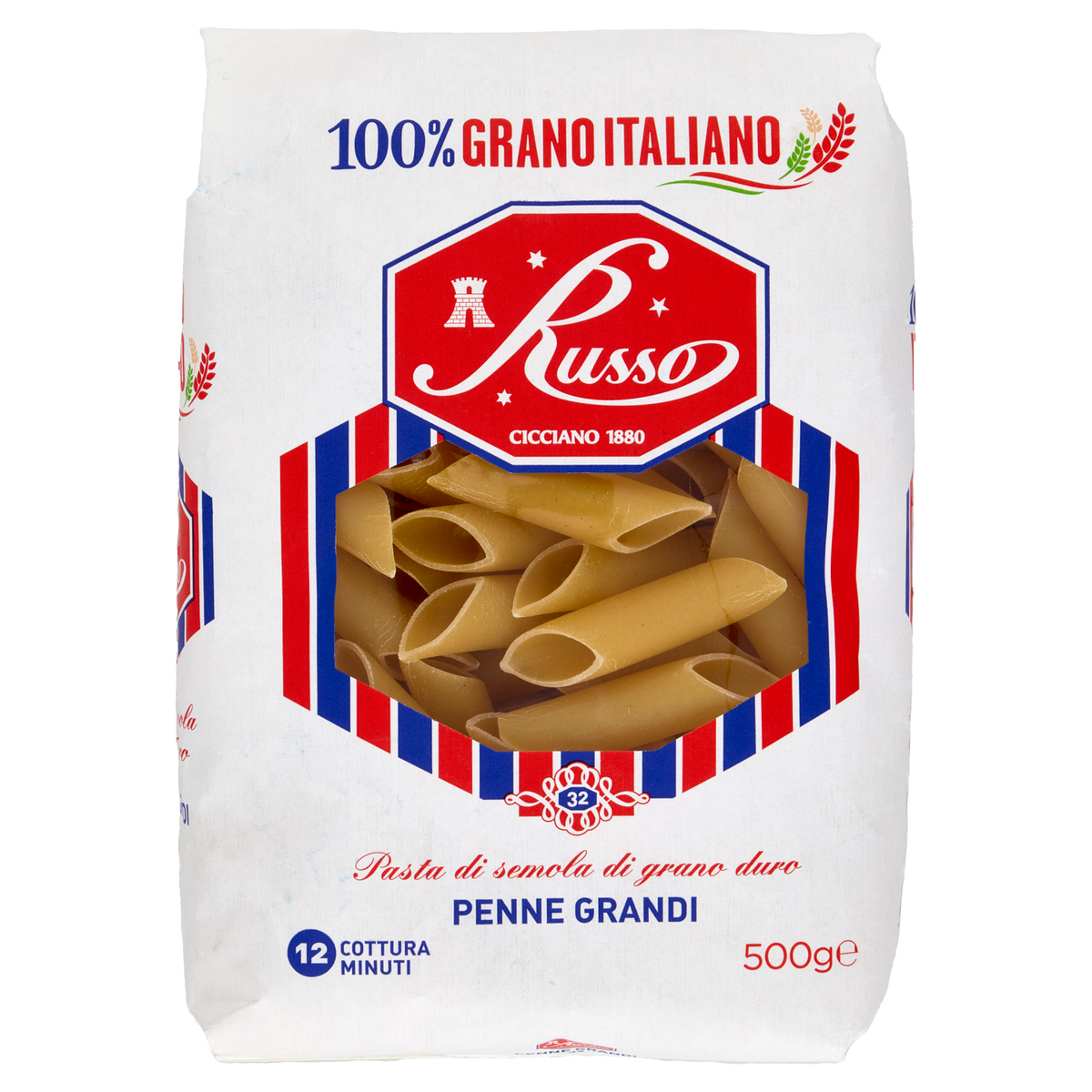 RUSSO PASTA DI SEMOLA PENNE GRANDI 500g (20 in a box)