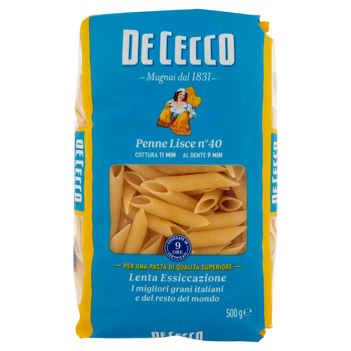 DE CECCO PASTA DI SEMOLA PENNE LISCE N°40 500g (24 in a box)