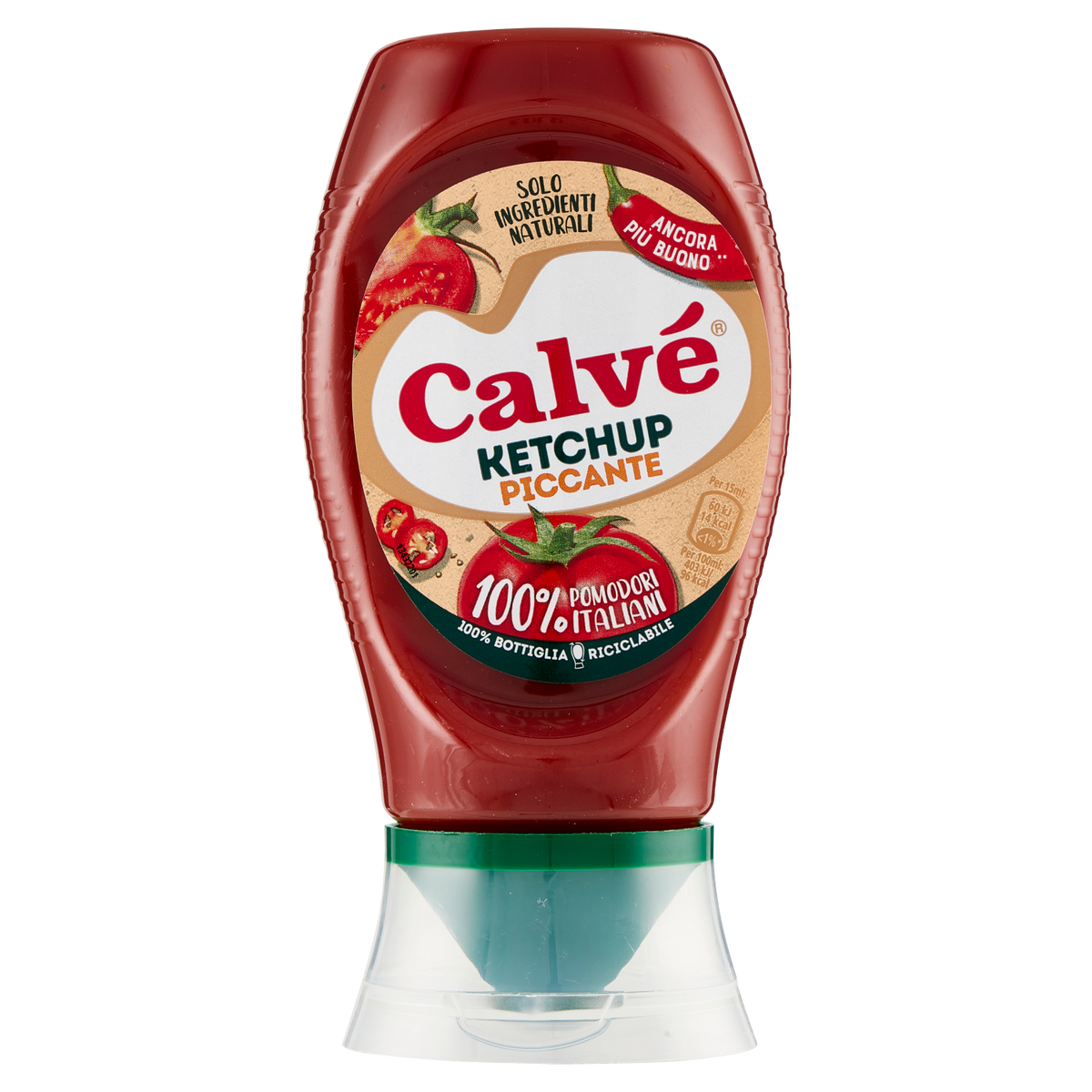 CALVE' KETCHUP HOT PICCANTE TOP DOWN 250ml (9 in a box)