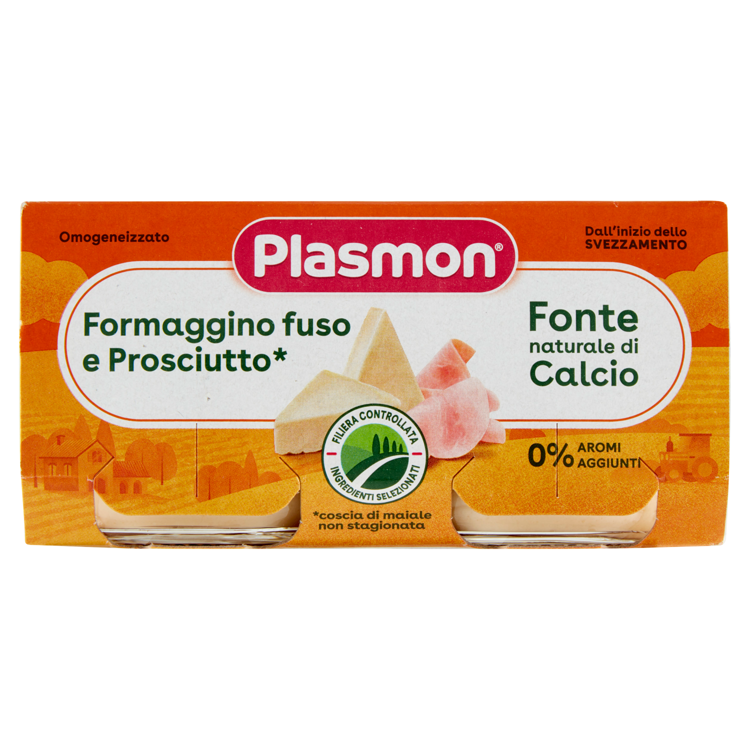 PLASMON OMOGENEIZZATO FORMAGGINO FUSO E PROSCIUTTO 80g x2 160g (12 in a box)