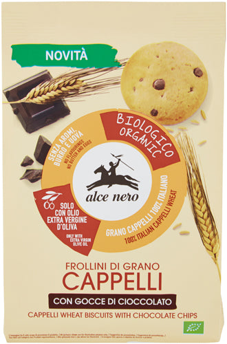 Alce Nero Frollini g.250 Grano Cappelli C/Gocce Ciocc. -Bio- (12 In A Box) (£2.65 Each)