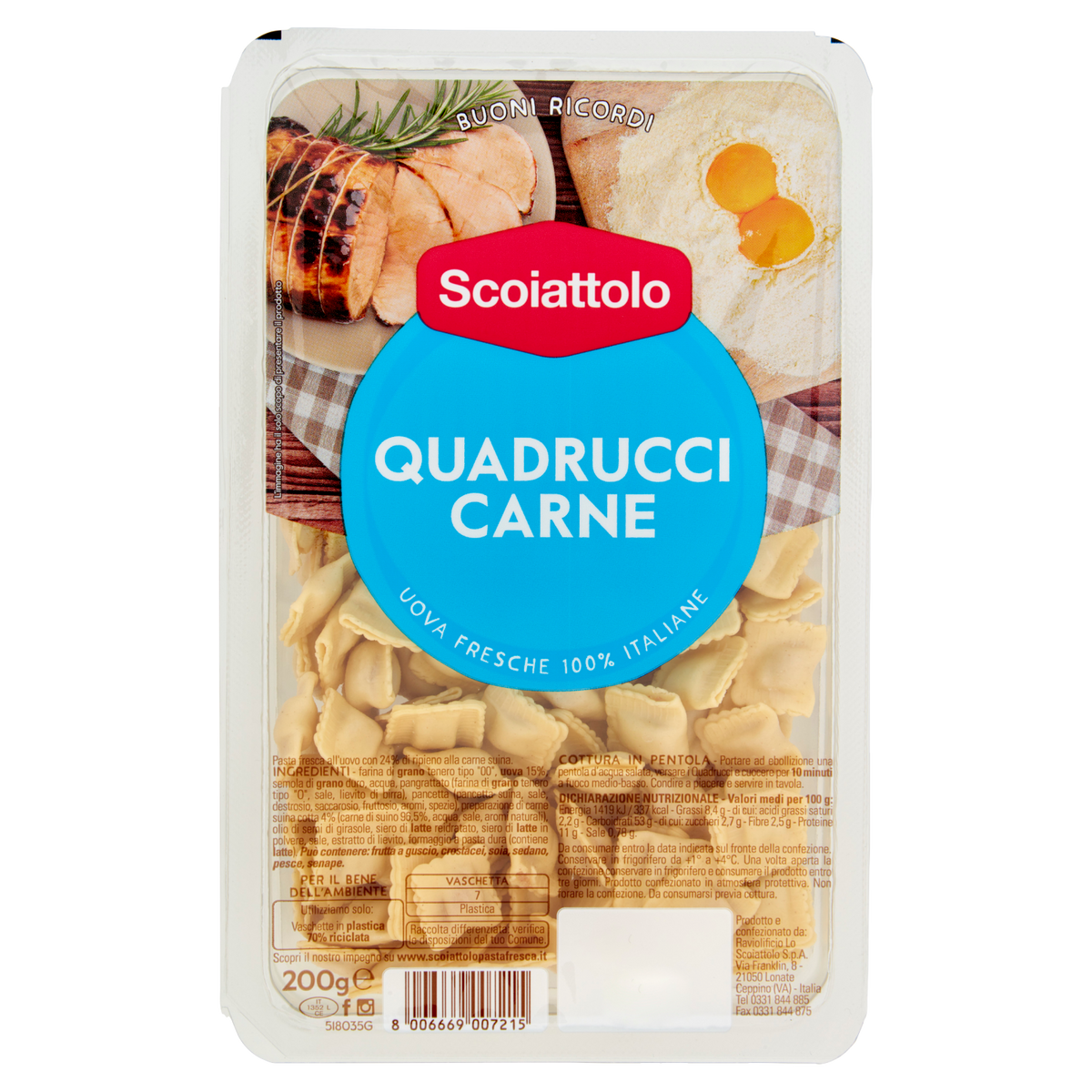 SCOIATTOLO QUADRUCCI CARNE 200g (9 in a box)