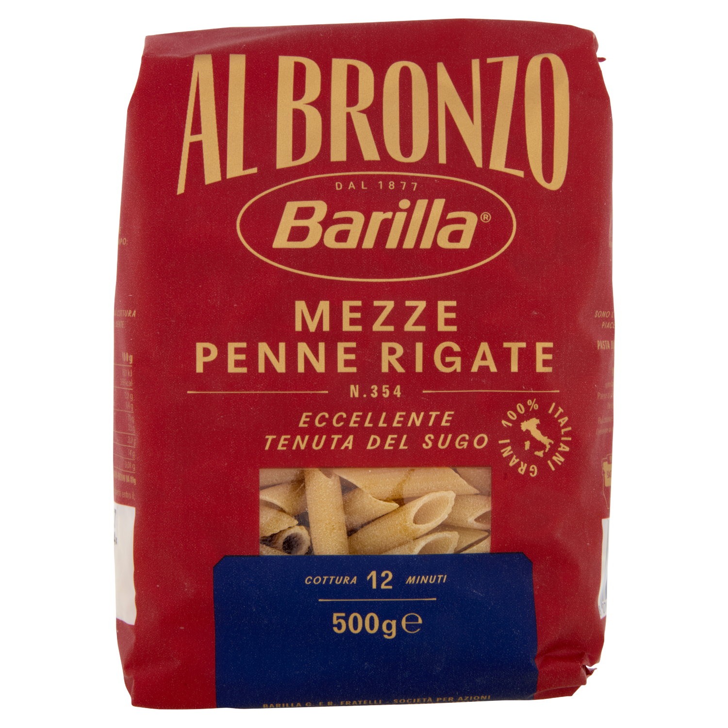 BARILLA BRONZO MEZZE PENNE RIGATE 500G ((18 in a box)