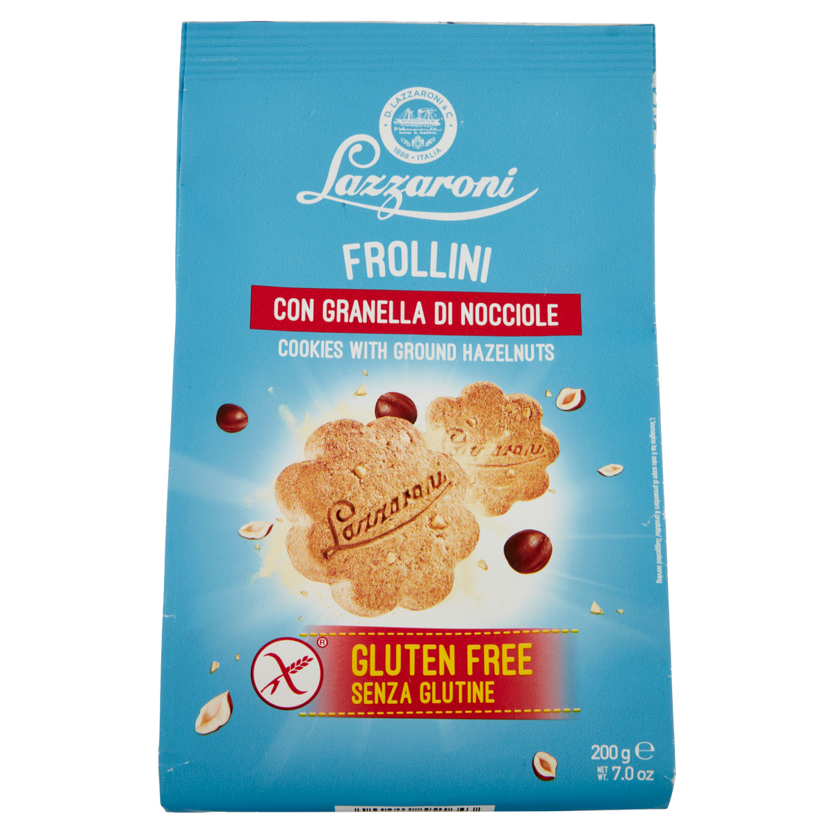 LAZZARONI FROLLINI gluten-free GRANELLA DI NOCCIOLE 200g (10 in a box)