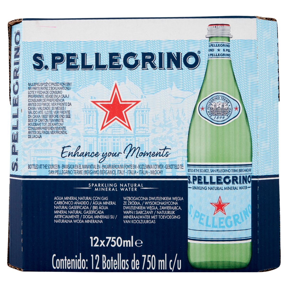 SANPELLEGRINO ACQUA FRIZZANTE VETRO 750ml (12 in a box)