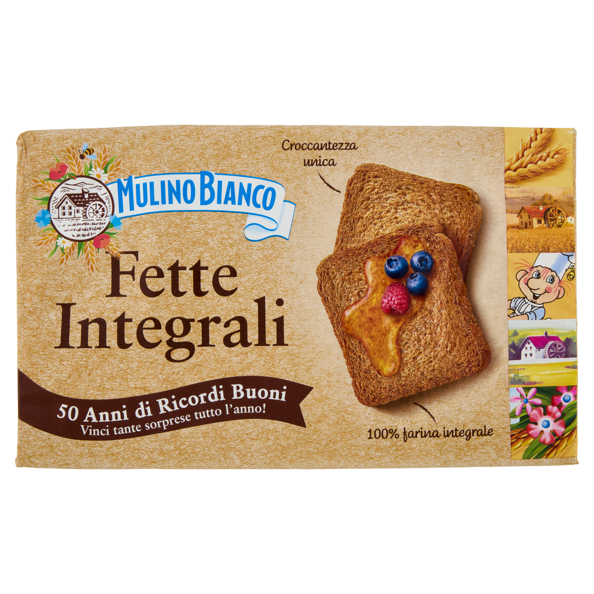 MULINO BIANCO FETTE BISCOTTATE INTEGRALI X72 630g (16 in a box)