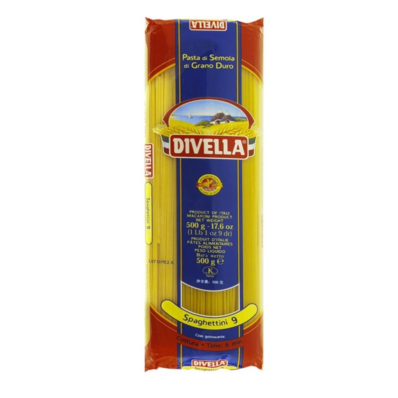 DIVELLA PASTA DI SEMOLA SPAGHETTINI N.9 500g (36 in a box)