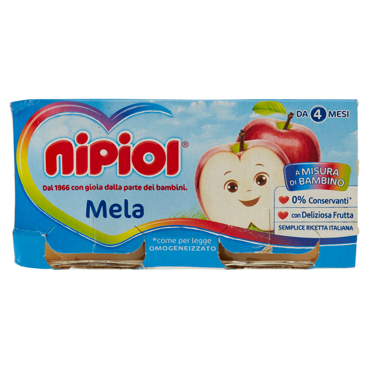 NIPIOL OMOGENEIZZATO ALLA FRUTTA MELA 80g X2 160g (12 in a box)