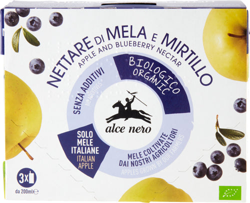 Alce Nero Nettare Mela&Mirtillo ml.200x3 Bio Brik (8 In A Box) (£2.29 Each)