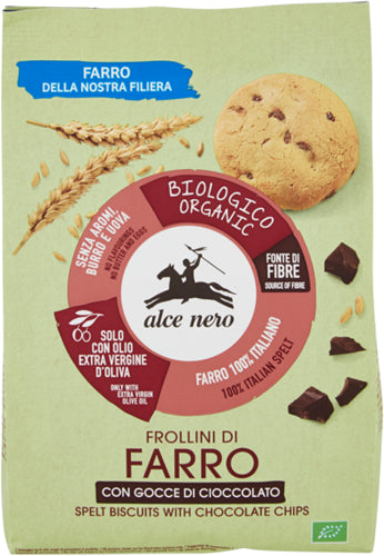 Alce Nero Frollini g.300 Farro C.Gocce Cioc. -Bio- (12 In A Box) (£2.79 Each)