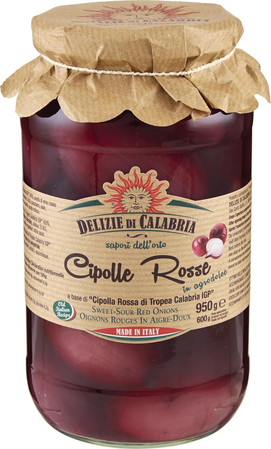 DELIZIE DI CALABRIA CIPOLLE ROSSE AGRODOLCI 530g (12 in a box)
