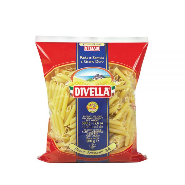 DIVELLA PASTA DI SEMOLA PENNE MEZZANE N.34 500g (24 in a box)