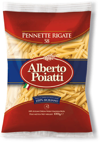 Alberto Poiatti Kg.1 Pennette Rigate N.58 (12 In A Box) (£1.07 Each)