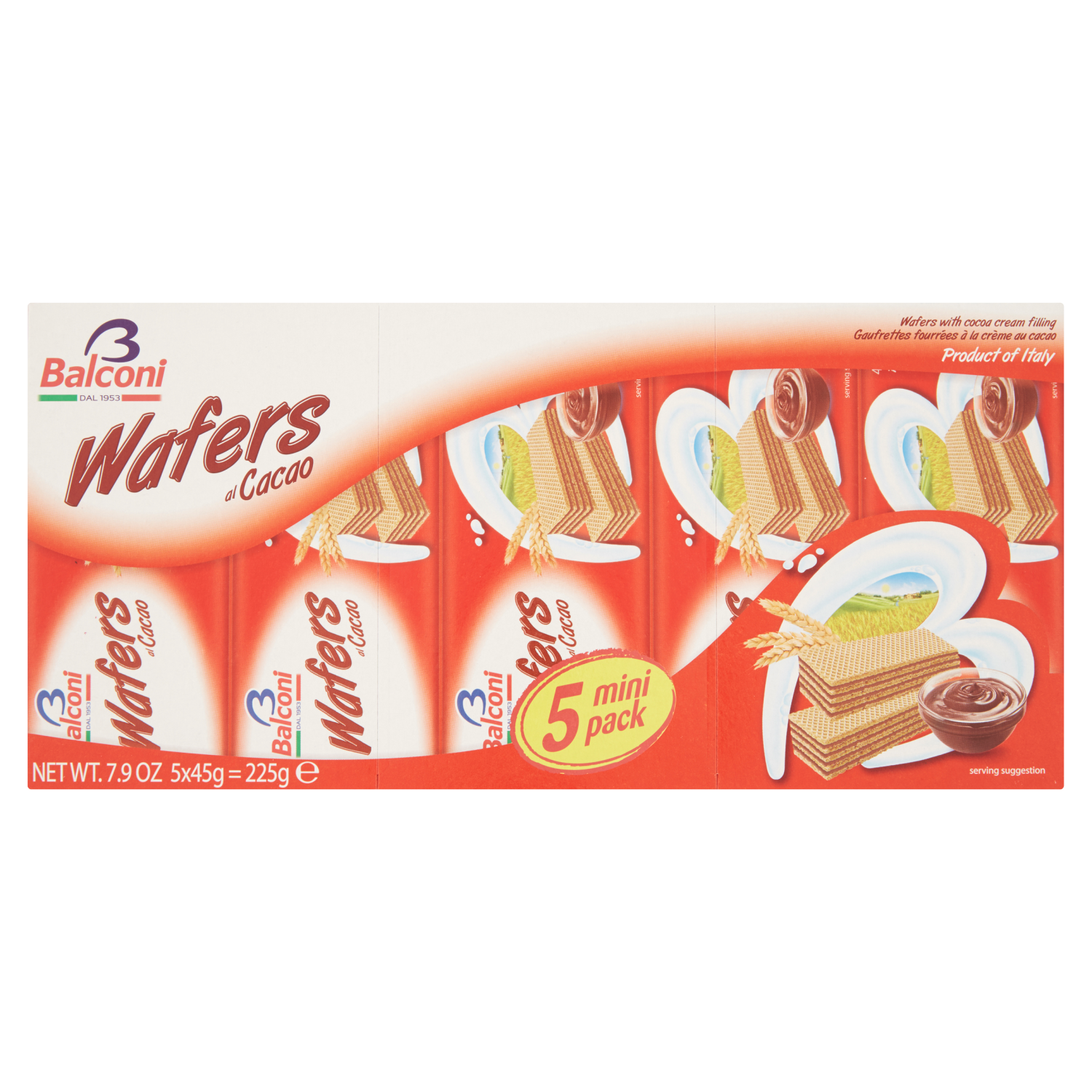 BALCONI WAFER CACAO 45g X5 (20 in a box)