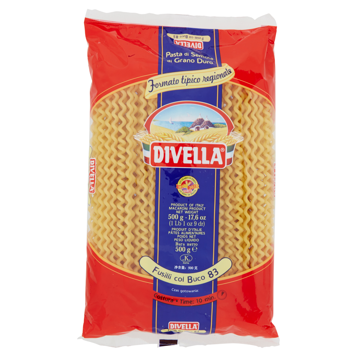 DIVELLA FORMATI SPECIALI FUSILLI BUCATI LUNGHI 500g (20 in a box)