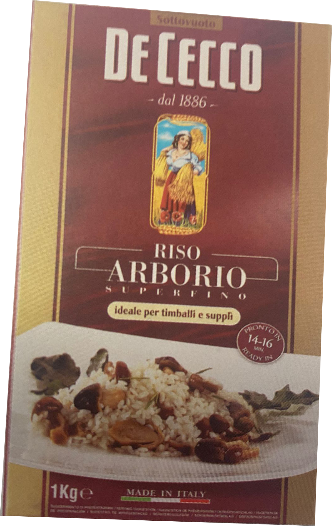DE CECCO RISO ARBORIO 1kg (12 in a box)
