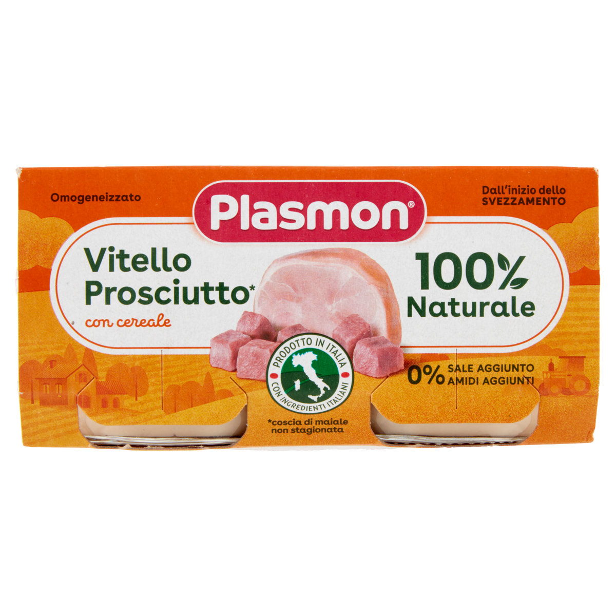 PLASMON OMOGENEIZZATO VITELLO E PROSCIUTTO 80g X2 160g (12 in a box)