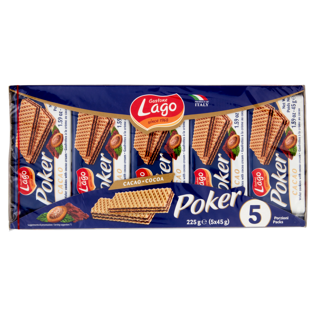 LAGO WAFER CACAO 45g X5 (16 in a box)