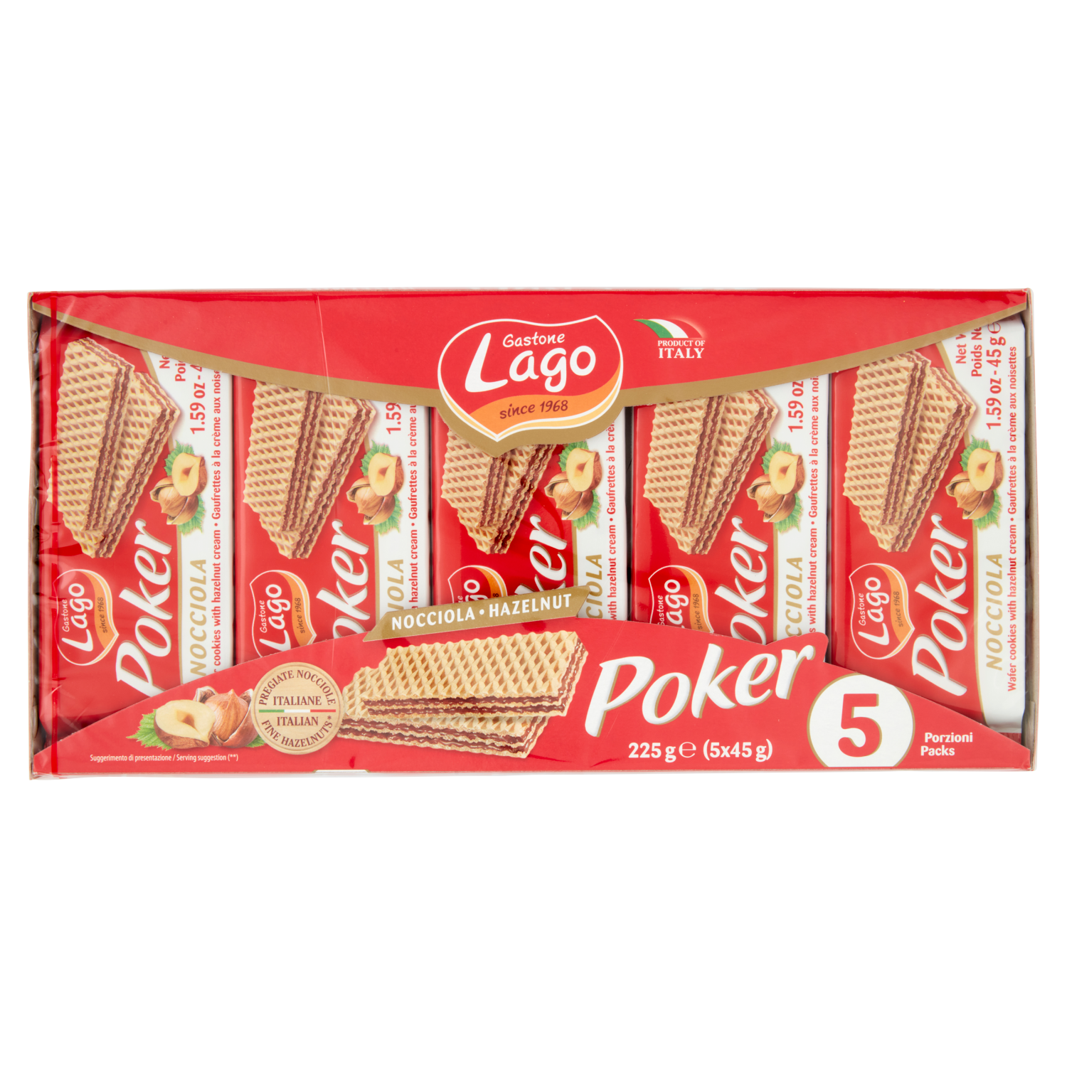 LAGO WAFER NOCCIOLA 45g X5 (16 in a box)