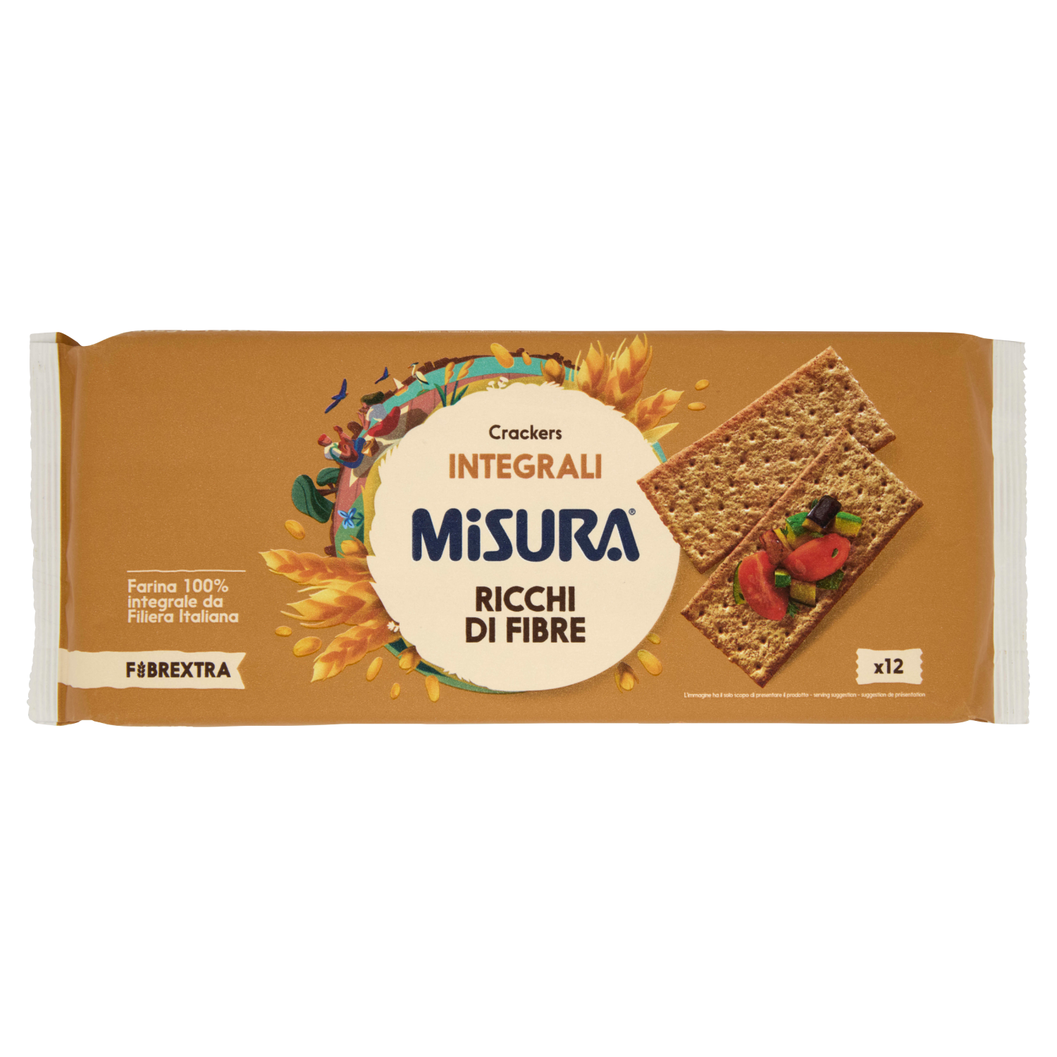 MISURA CRACKERS INTEGRALI FIBRE EXTRA X10 385g (12 in a box)