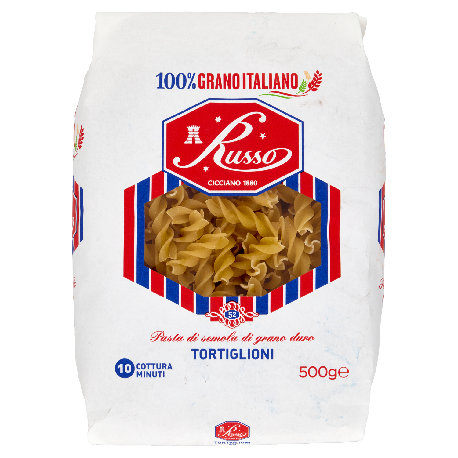 RUSSO PASTA DI SEMOLA TORTIGLIONI 500g (20 in a box)