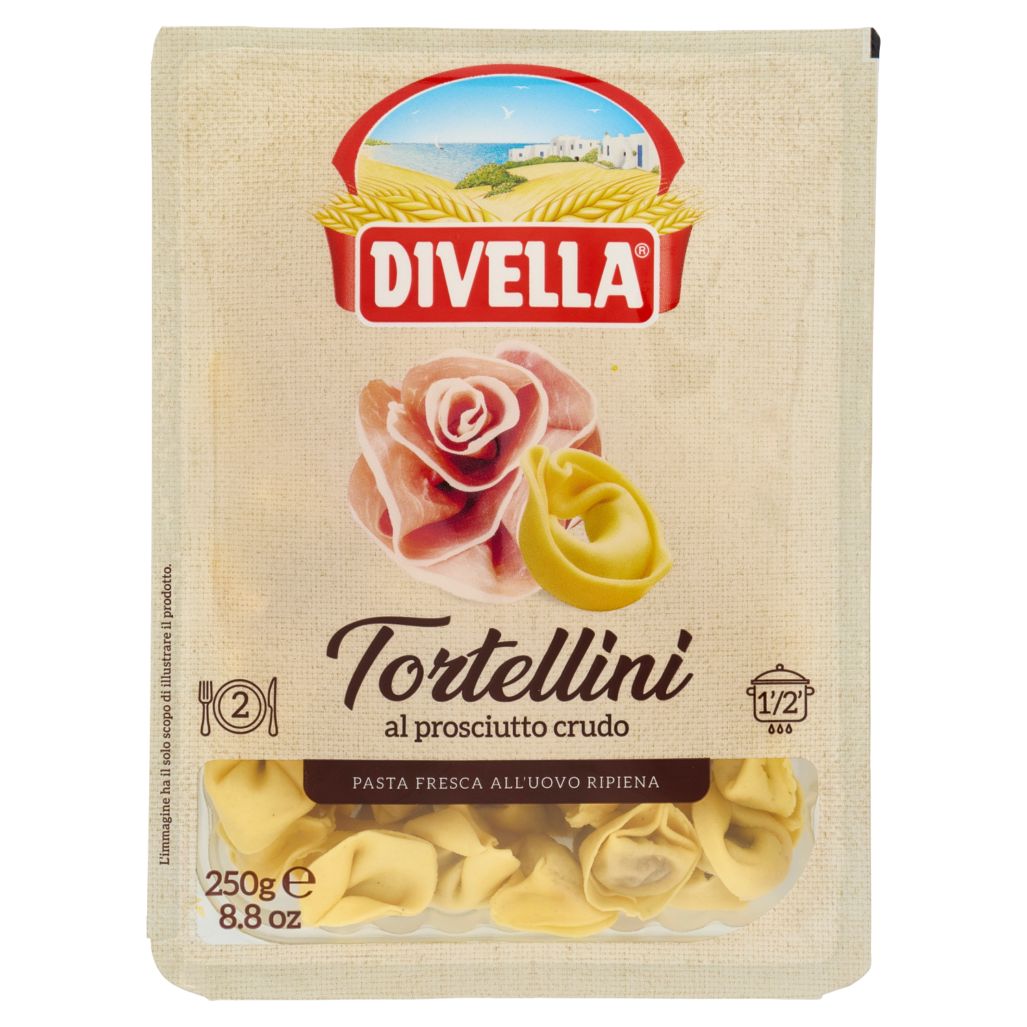 DIVELLA PASTA FRESCA RIPIENA TORTELLINI AL PROSCIUTTO CRUDO 250g (10 in a box)