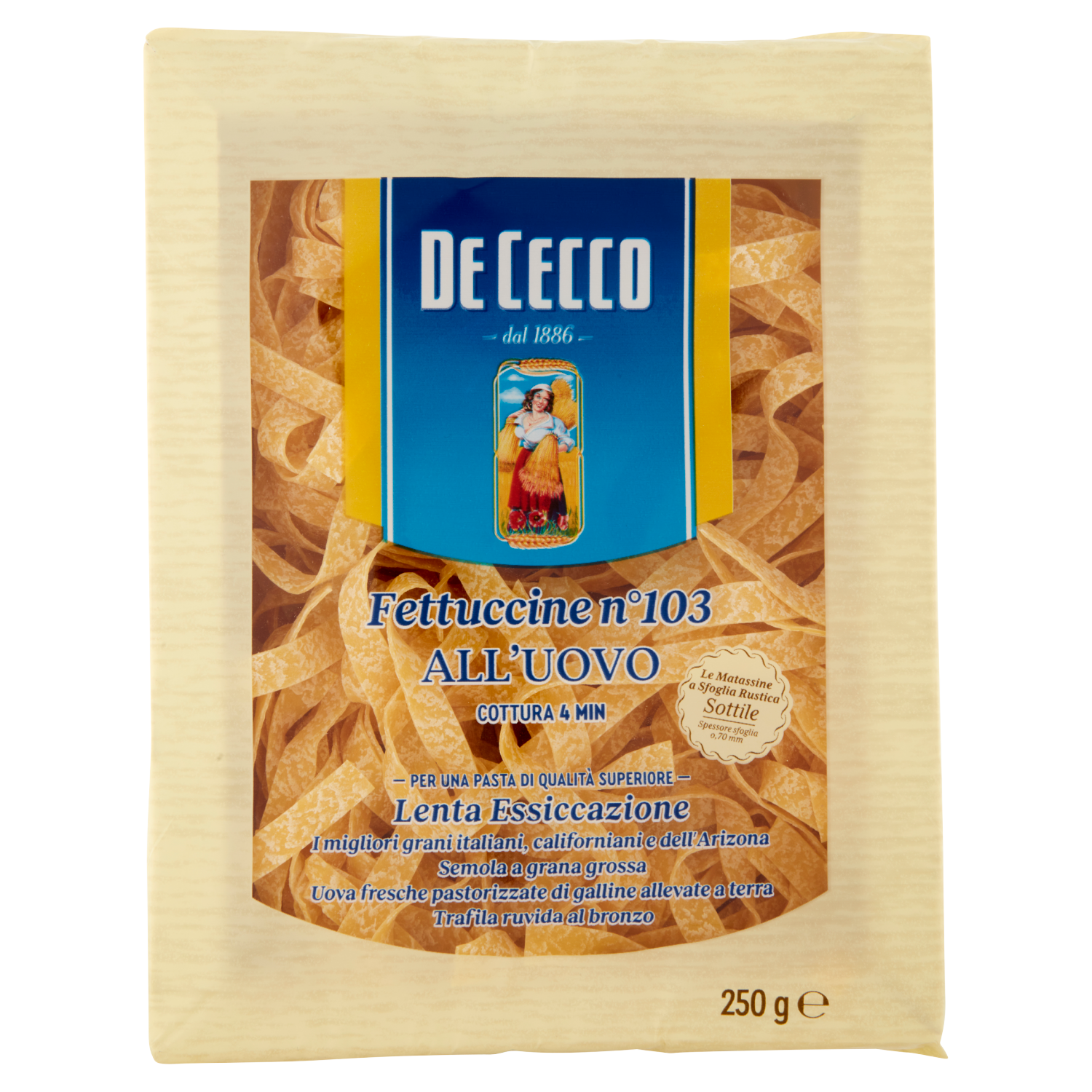 DE CECCO FETTUCCINE N°103 ALL'UOVO 250g (12 in a box)