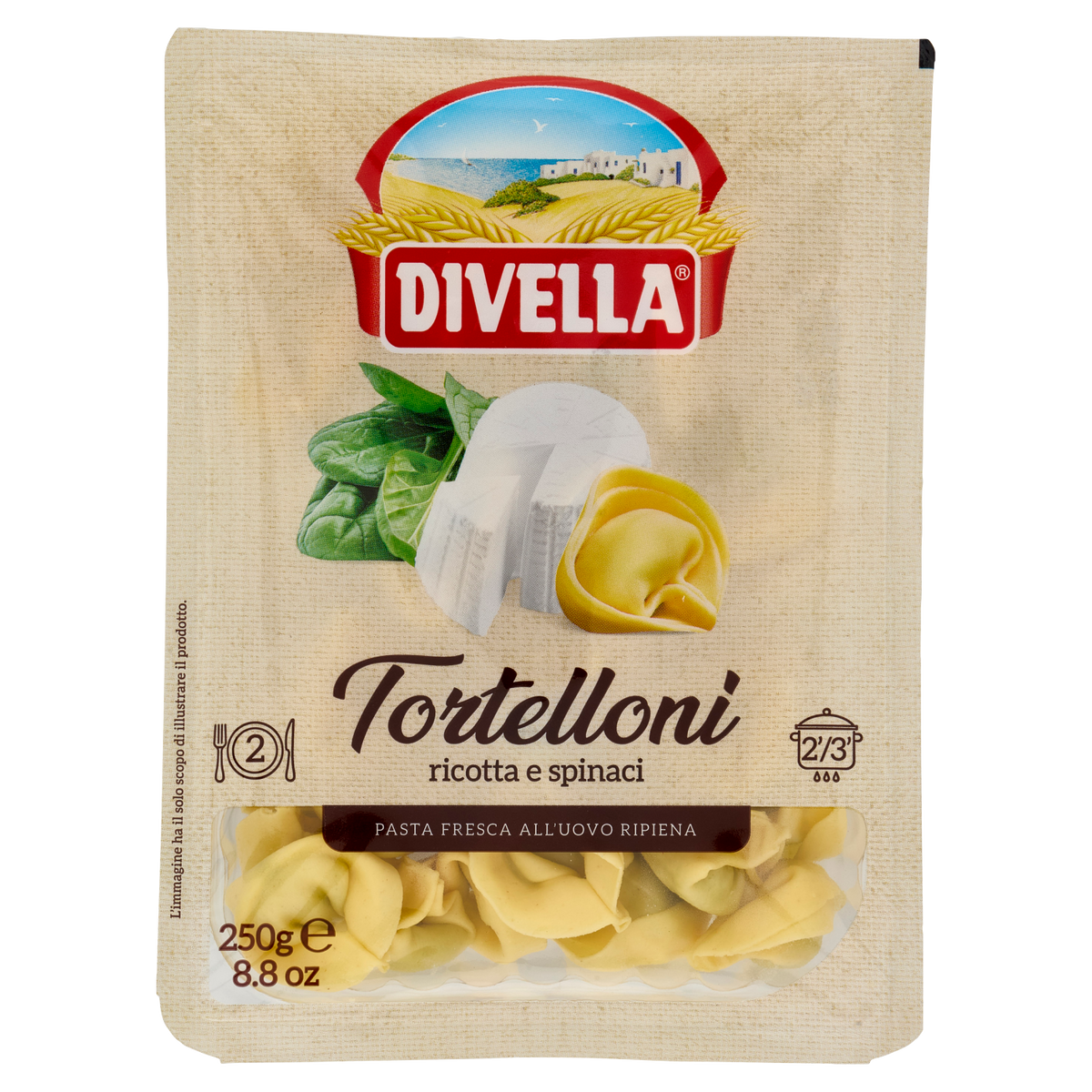 DIVELLA PASTA FRESCA RIPIENA TORTELLONI RICOTTA E SPINACI 250g (10 in a box)