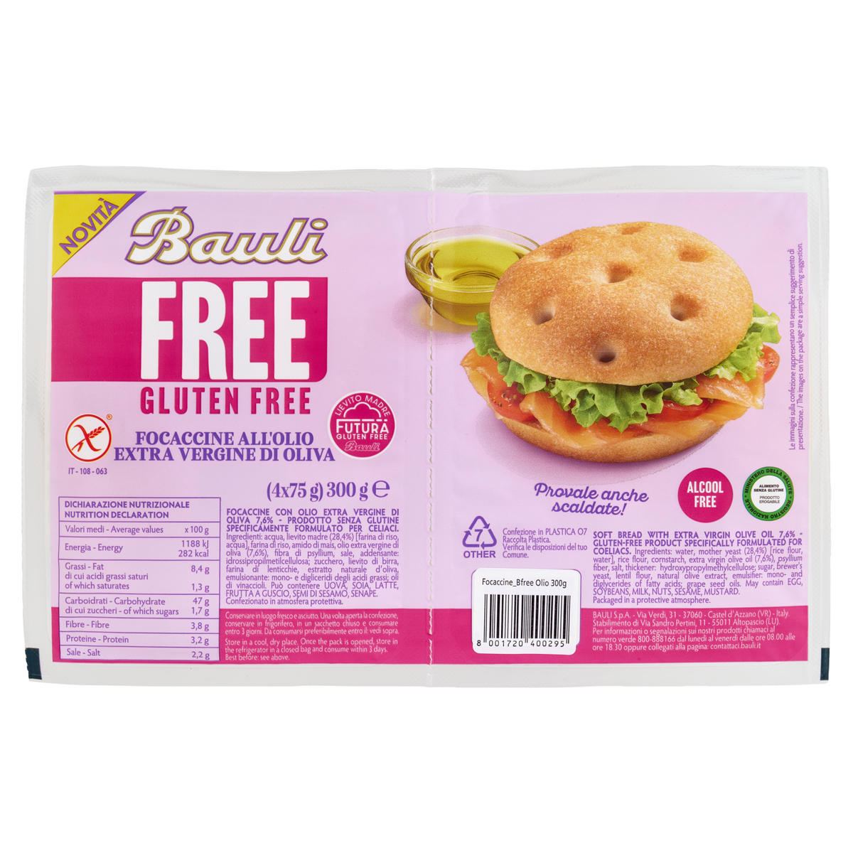 Bauli Focaccia Olio Extravergine Senza Glutine 300 Gr