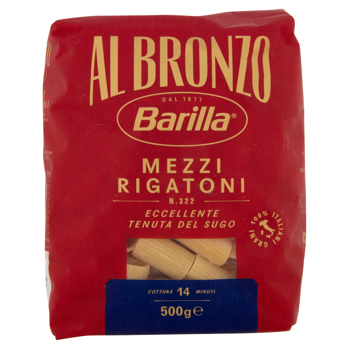 BARILLA BRONZO MEZZI RIGATONI 500g (16 in a box)