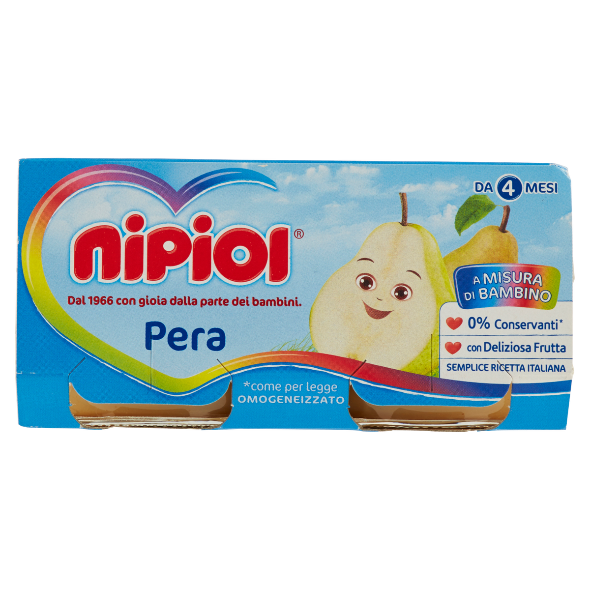 NIPIOL OMOGENEIZZATO ALLA FRUTTA PERA 80g X2 160g (12 in a box)