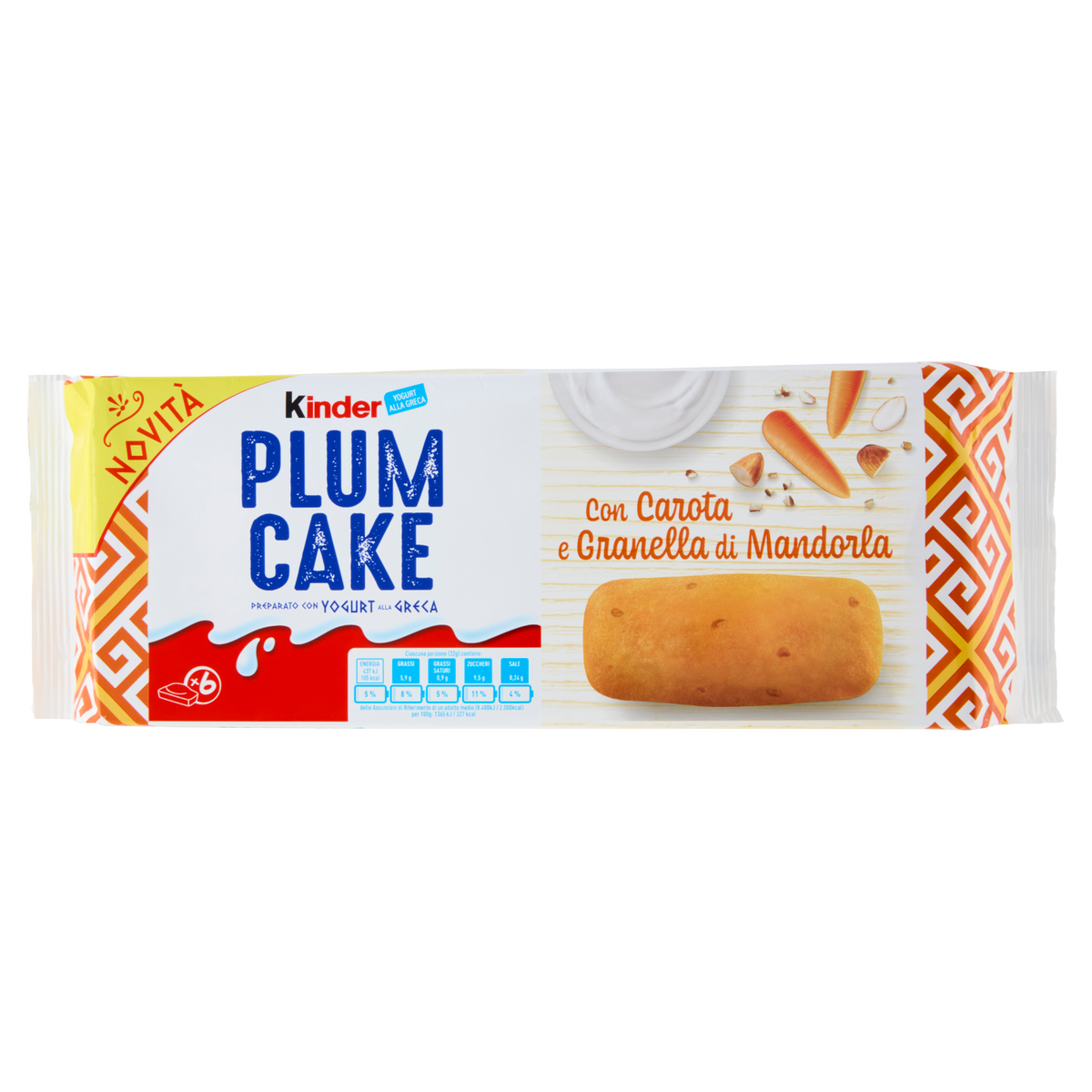 KINDER PLUMCAKE CAROTE E MANDORLE 192g (15 in a box)