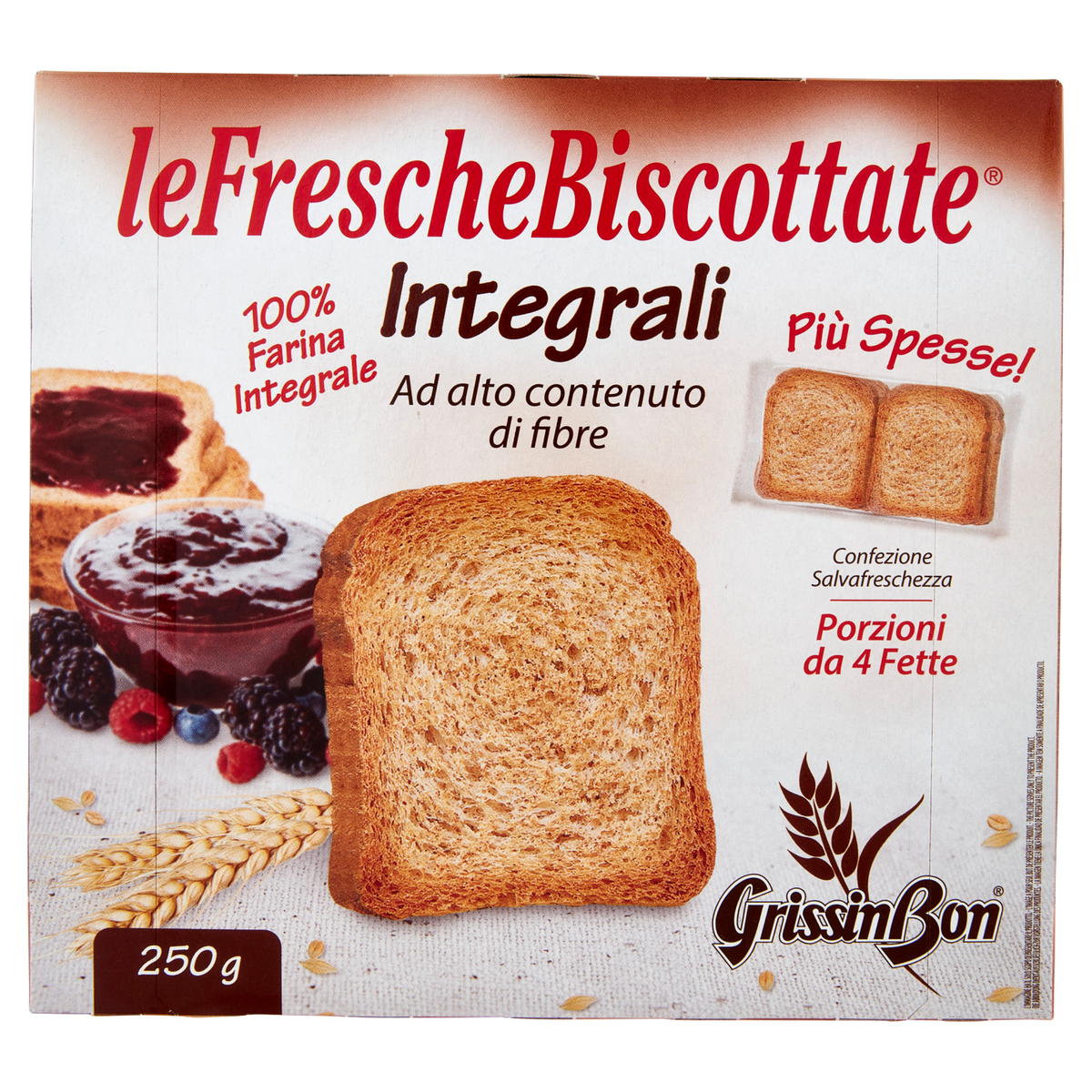 GRISSINBON LE FRESCHE BISCOTTATE INTEGRALI 250g (12 in a box)
