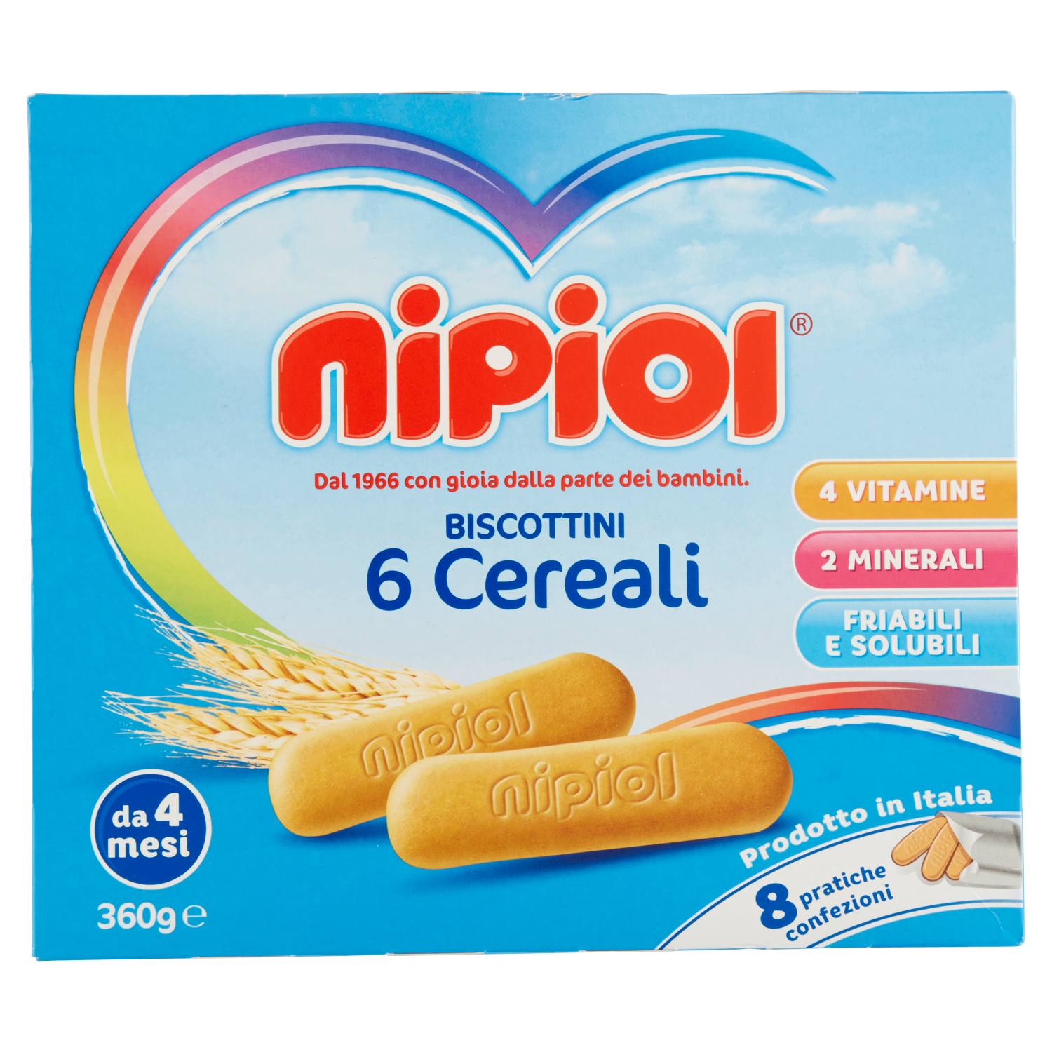 NIPIOL BISCOTTI ai 6 cereali 360g (6 in a box)