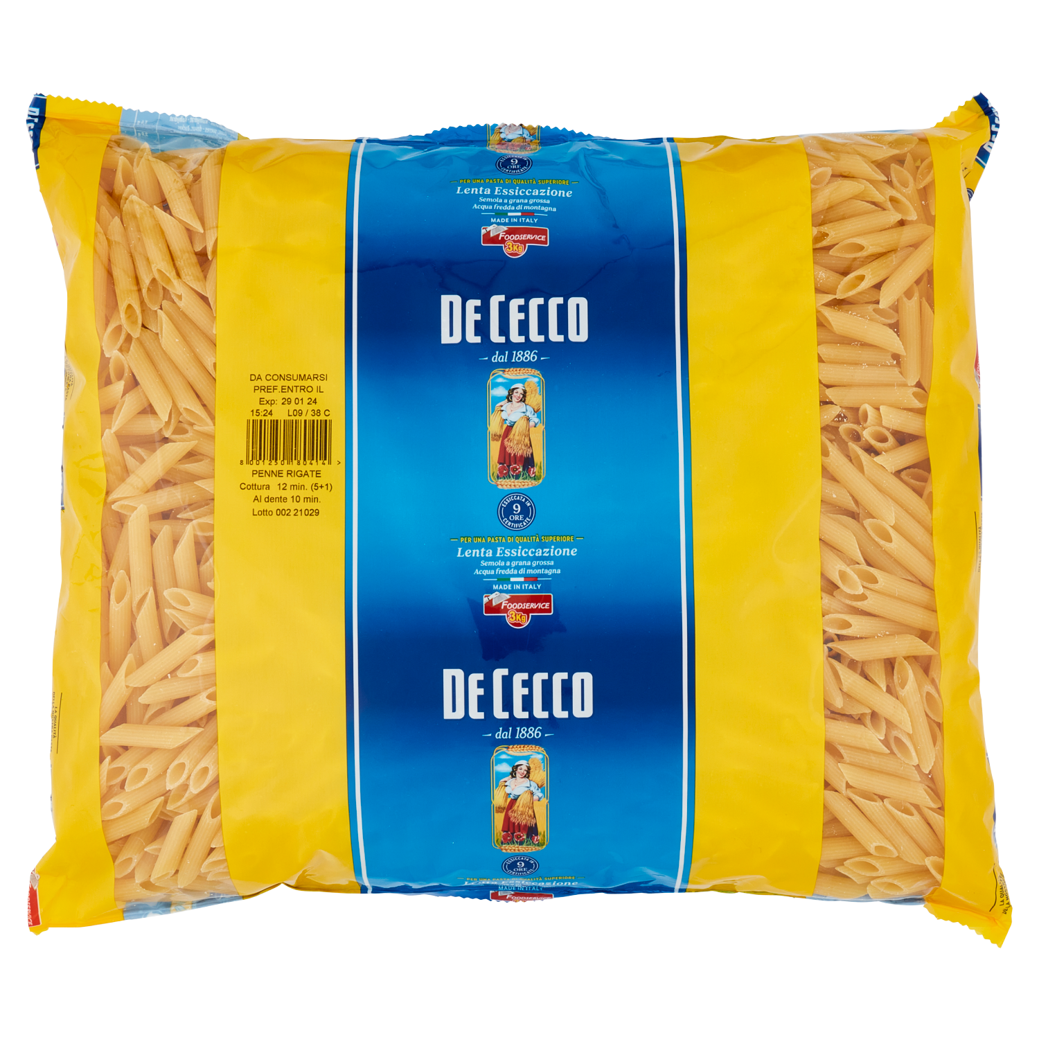 DE CECCO PENNE RIGATE 3kg (4 in a box) (retail from italy)