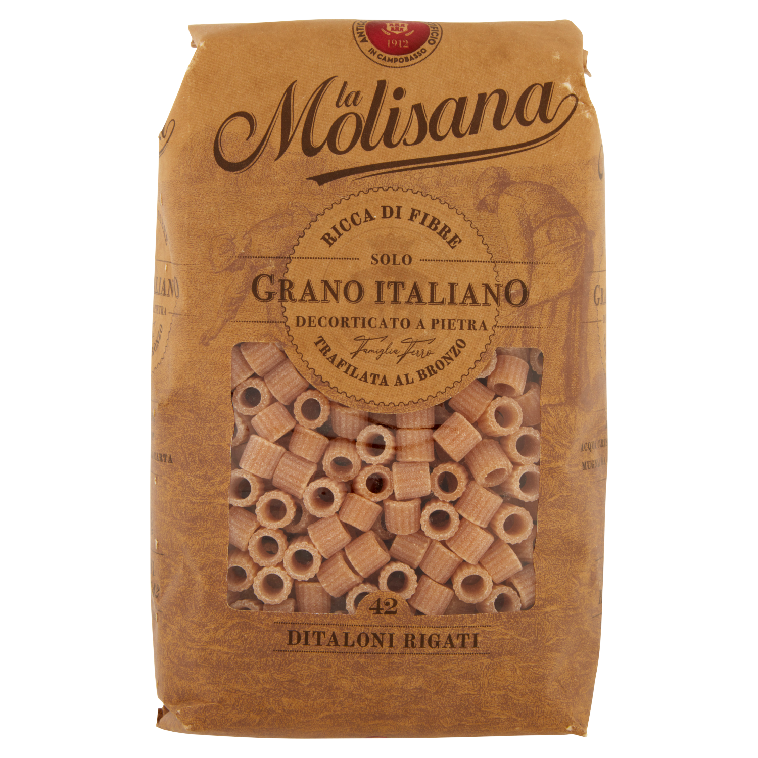 MOLISANA DITALONI RIGATI N°42 INTEGRALI 500g (12 in a box)