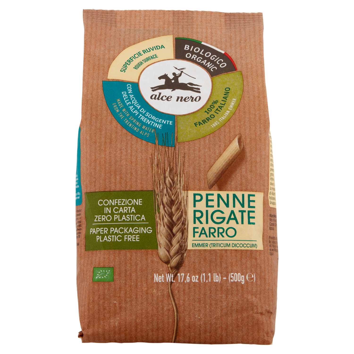 ALCENERO PENNE AL FARRO ORGANIC 500g (12 in a box)