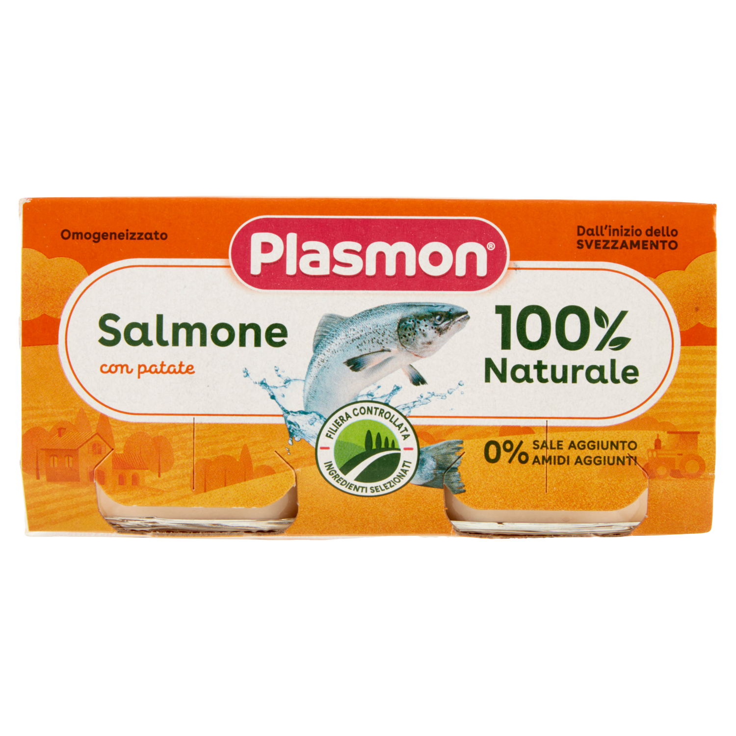 PLASMON OMOGENEIZZATO SALMONE CON VERDURE 80g X2 160g (12 in a box)