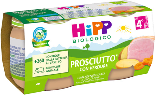 HIPP OMOGENEIZZATO PROSCIUTTO CON VERDURE 2X80G