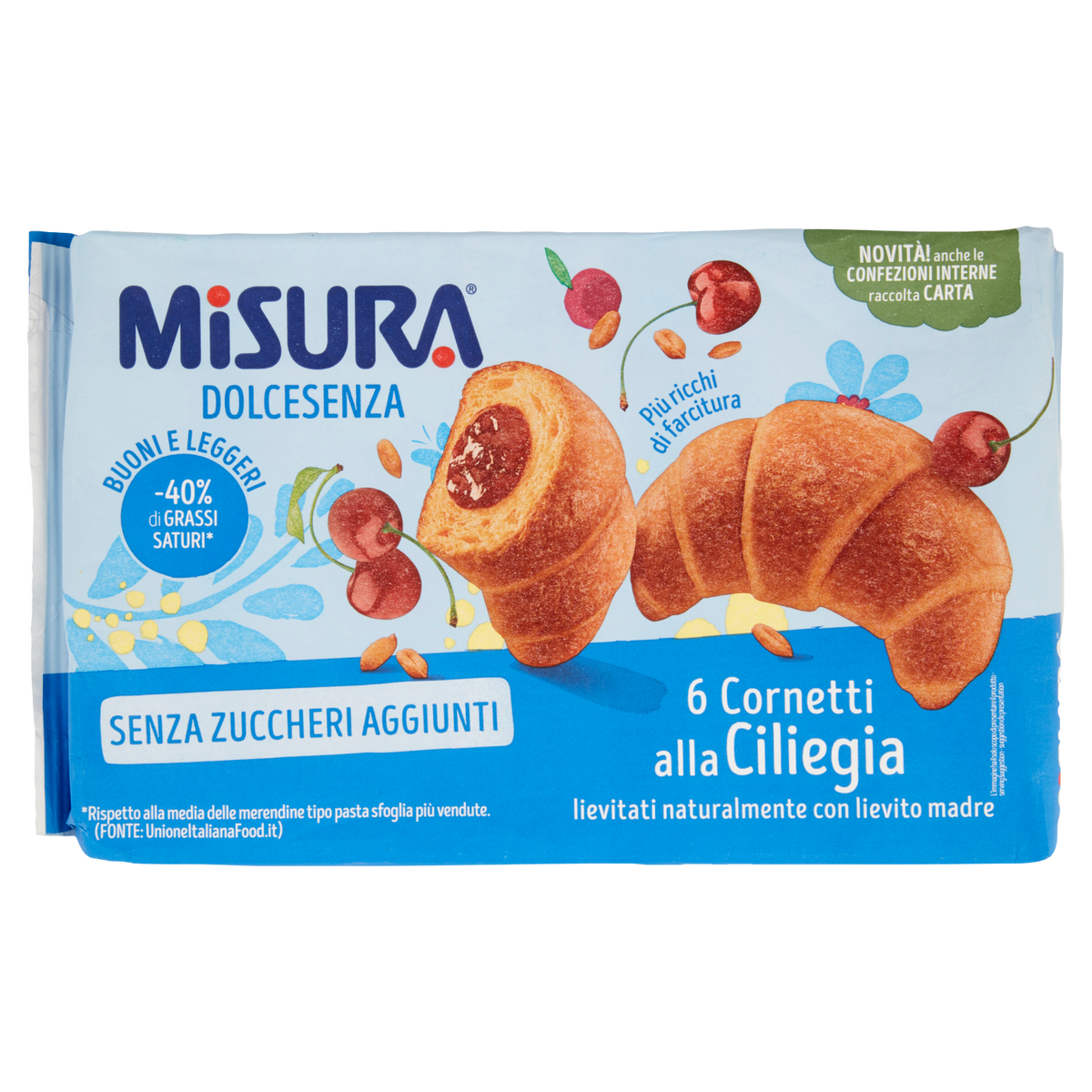 MISURA CORNETTI no added sugar ALLA CILIEGIA X6 298g (8 in a box)