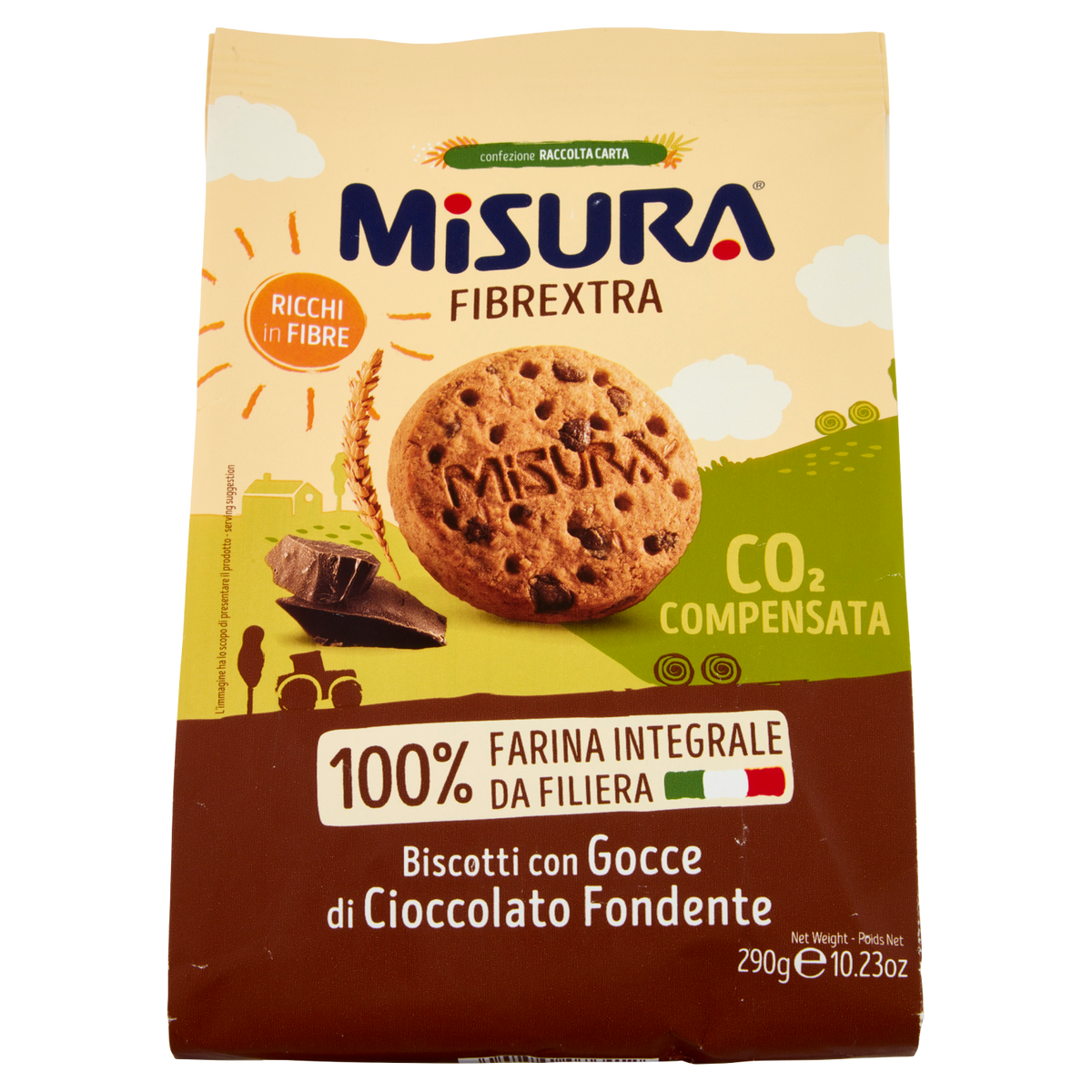 MISURA BISCOTTI CON GOCCE DI CIOCCOLA TO FONDENTE 290g (10 in a box)