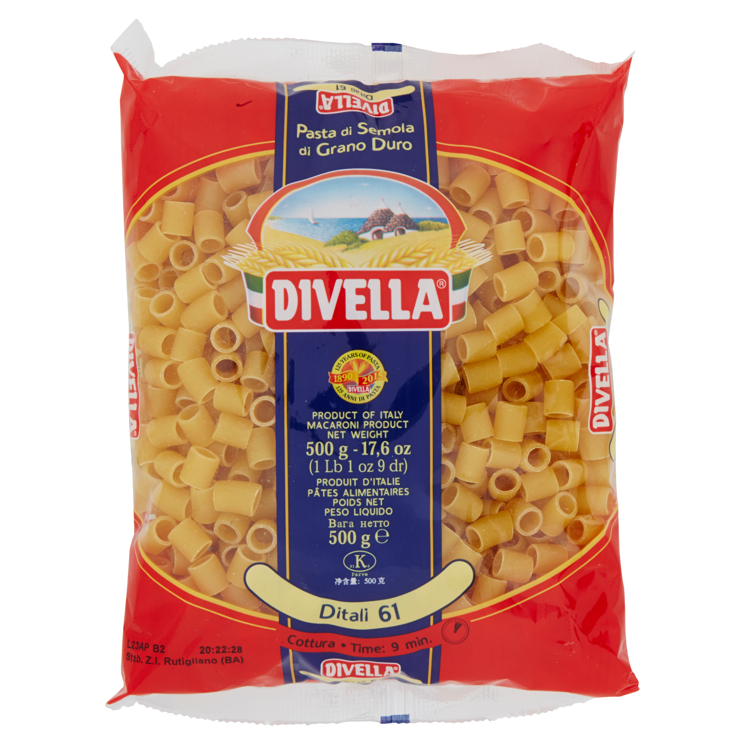 DIVELLA PASTA DI SEMOLA DITALI N.61 500g (24 in a box)