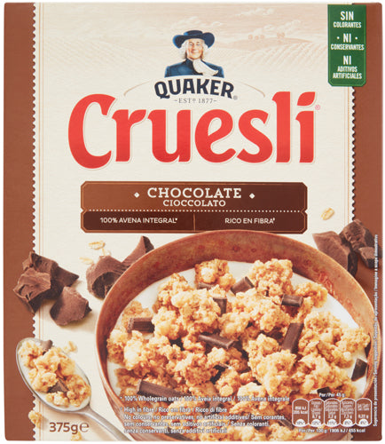 Quaker Cruesli g.375 Cioccolato (12 In A Box) (£2.39 Each)