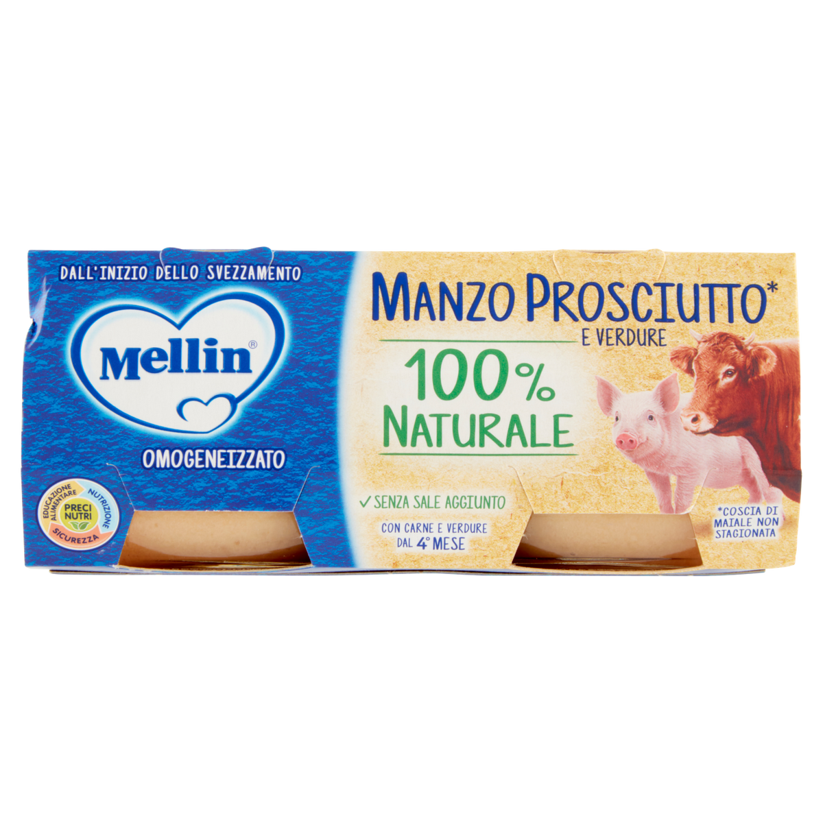 MELLIN OMOGENEIZZATO MANZO E PROSCIUTTO 80gx2 160g (12 in a box)