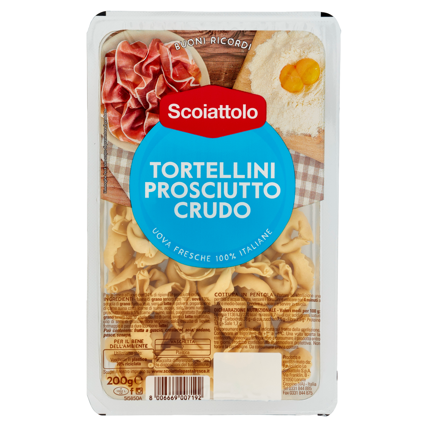 SCOIATTOLO TORTELLINI PROSCIUTTO CRUDO 200g (9 in a box)
